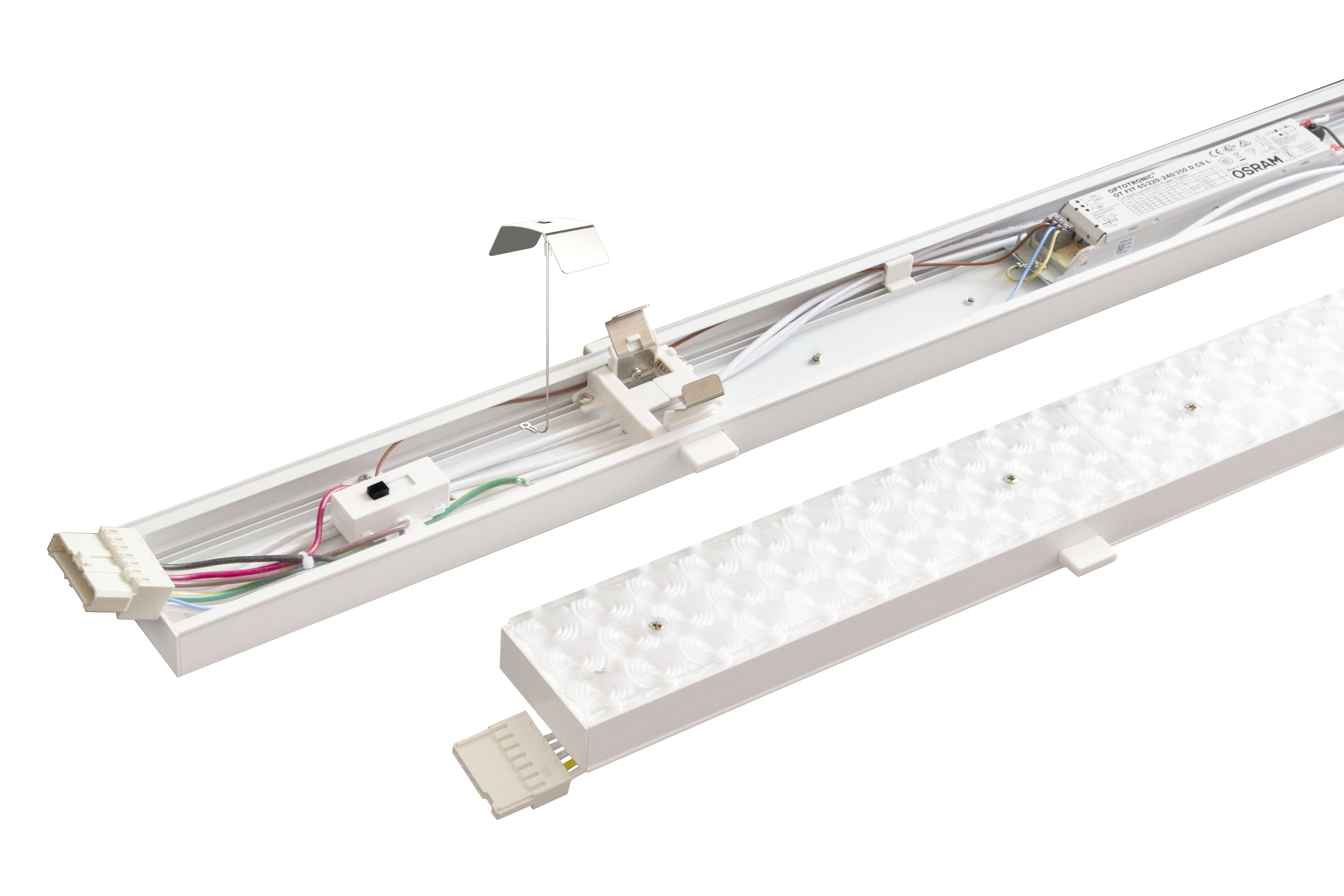 Click2Save LED-Lichtbandeinsatz weiß T5 1438mm 32-42-50-60 Watt 3500 Kelvin 90 Grad