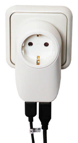 HEITEC Zwischenstecker mit 2 USB-Ladebuchsen weiß